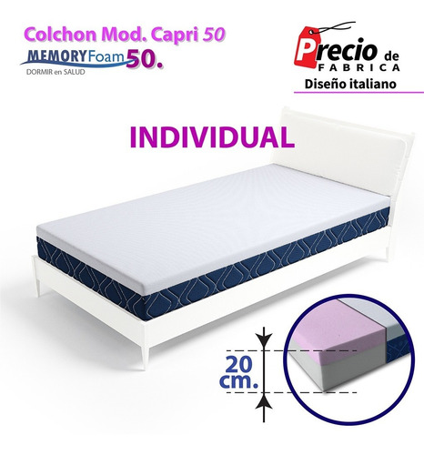 Colchón De Memory Foam Gel - Capri 20cm Individual 