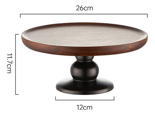 Bandeja De Servir Bolo Suporte De Madeira Para 12x11,7x26cm
