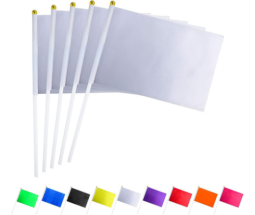 Paquete De 25 Banderas Blancas Solidas En Blanco Pequeñas  