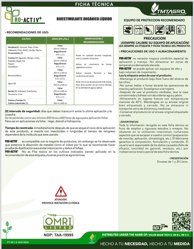 Pro-activ+ Bioestimulante Organico Liquido 250ml
