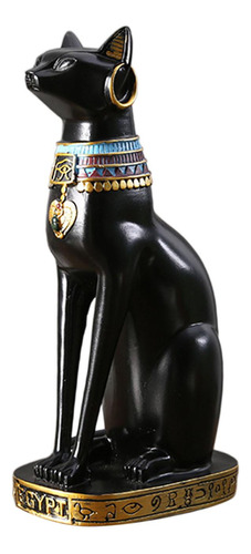 Majestuosa Escultura De Gato Bastet Egipcio - 10,5x16x30,5cm