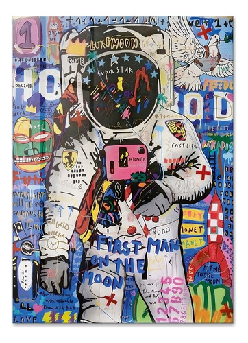 Cuadro-astronauta Colores- Grafitti Popart-90x70cm