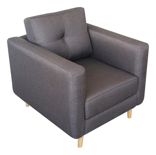 Sillon Cubo 1 Plaza - Madera Y Tapiz Color Gris