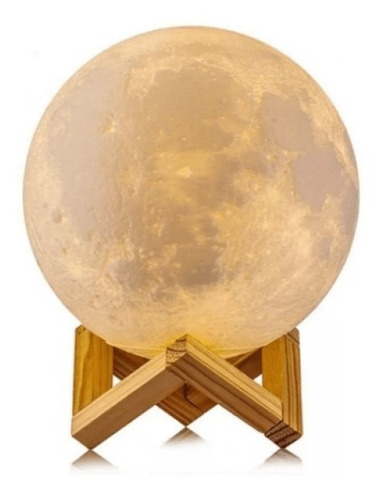Luminária Lua Cheia 15cm Led 3d Usb Abajur Decoração Quarto Novo Século Cor Marrom