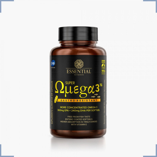 Omega 3 Tg Gastro-resistant 1g 90caps Essential Epa Dha Sabor Sem Sabor