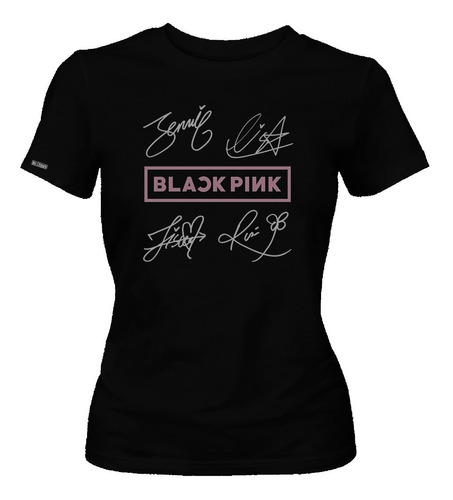 Camiseta Firma De Integrantes Black Pink Banda Mujer Dbo 