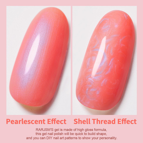 Rarjsm Esmalte De Uñas De Gel Nacarado, Naranja Neón, Carcas
