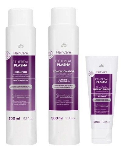 Kit Tratamento Capilar Ethereal Plasma Wnf Natural E Vegano