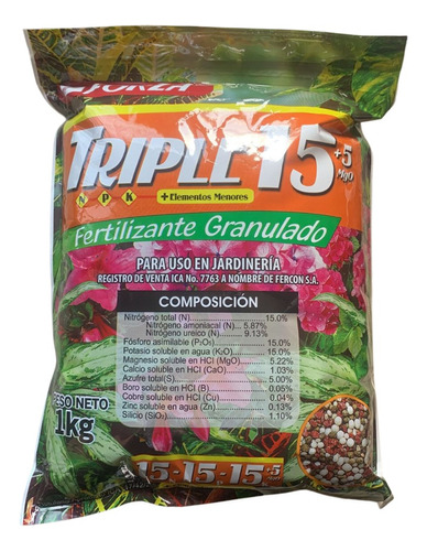 Fertilizante Triple 15 Granulado X 1 Kilo/1000 Gr Y A