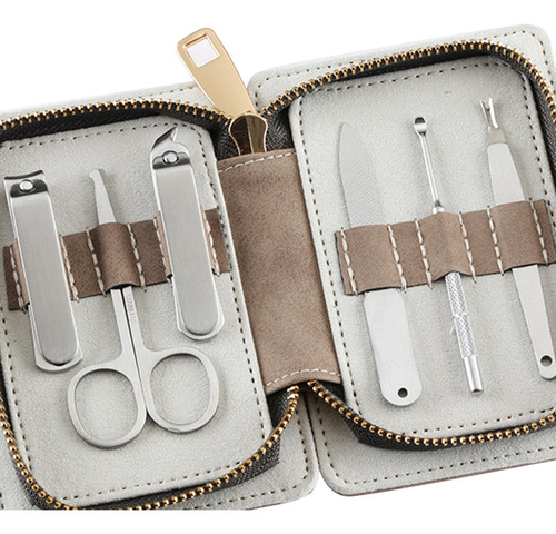 Kit De Manicura Profesional De 6 Piezas, Marrón