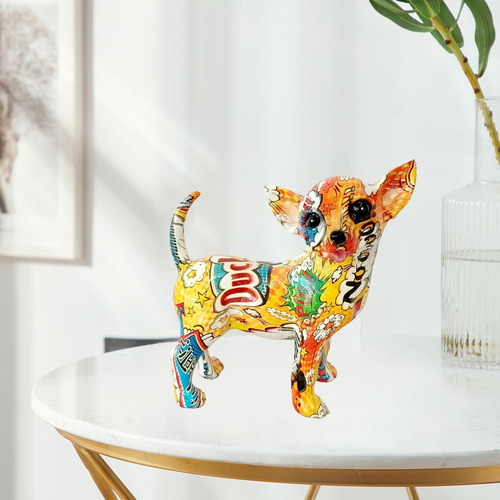 Graffiti Chihuahua Estatua Perro Estatuilla Adorno Para