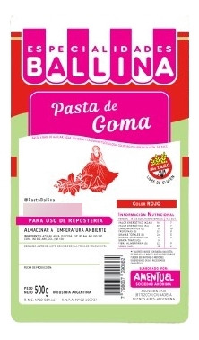 Pasta De Goma Color Rojo Ballina 500grs