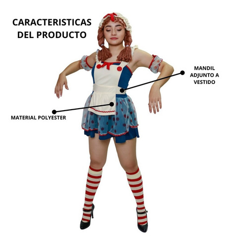 Disfraz Muñeca De Trapo Clasico Con Accesorios Dama