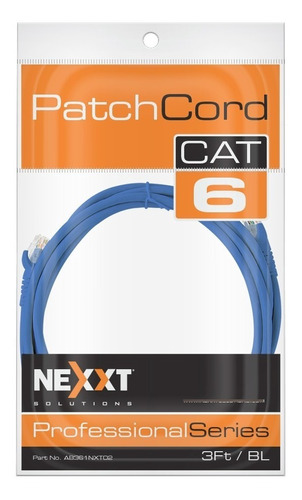 Cable De Red Patch Cord Cat6 Nexxt - Color Azul (3.04 M)