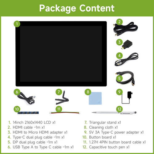 Pantalla Táctil Capacitiva De 2k De 14 Pulgadas De Waveshare