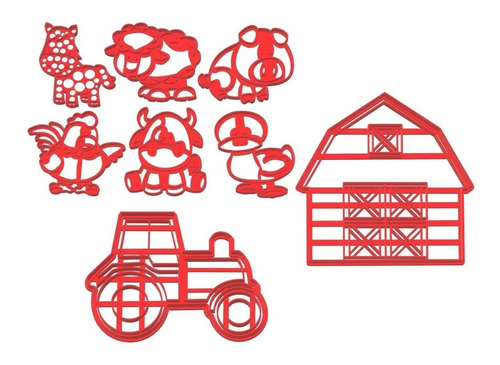 Cortantes Galletitas Setx08u Animales Granja Tractor Granero