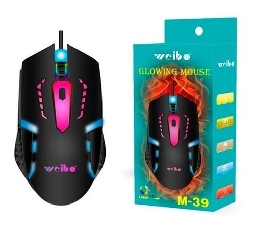 Mouse Gamer Weibo M39 3200 Dpi 3 Botones Color Negro