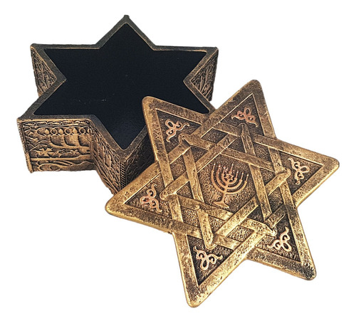 Porta Joias Estrela De Davi Símbolo Judaico Brinco Colar