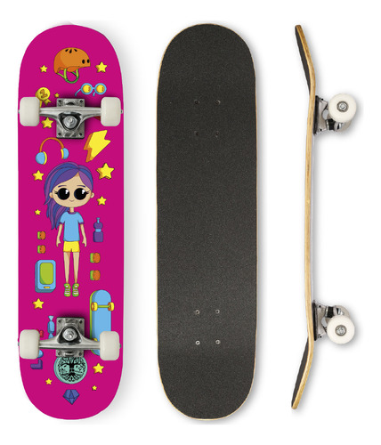 Skate Completo Montado Infantil Cute Doll Life Dreams