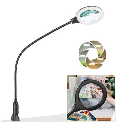 Lupa 10x Con Luz Y Abrazadera, Lámpara De Escritorio Led De