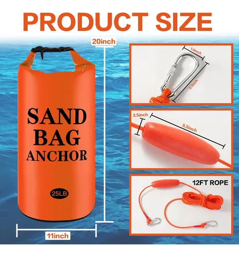 Bolsas De Anclaje De Arena 11.34 Kg Kit 2 En 1 Para Lanchas