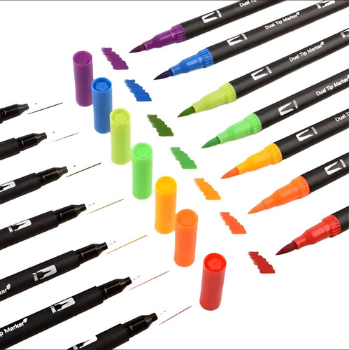 Marcadores Dual Brush Doble Punta Pincel 168colores
