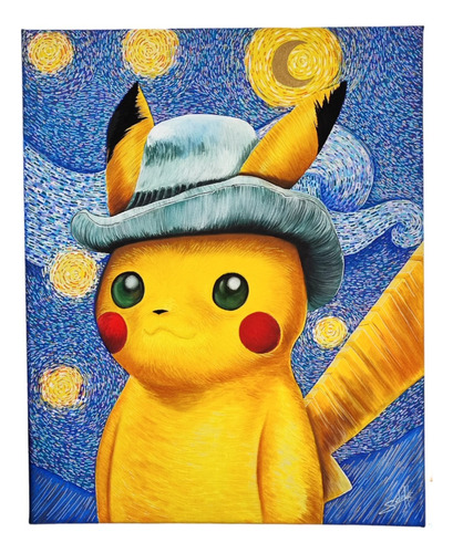 Cuadro Decorativo - Pintado  A Mano - Pokemon 