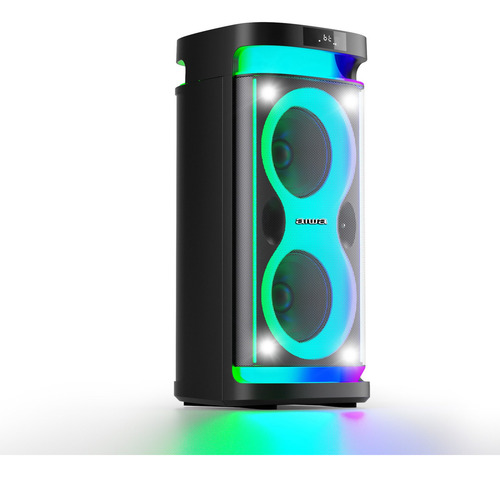 Alto-falante Bluetooth portátil Aiwa Karaoke Tws Led AW-PoH4D, cor preta