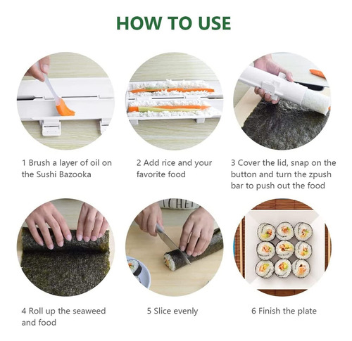 30cm Sushi Bazooka, Molde Para Hacer Rollos Perfectos Diy