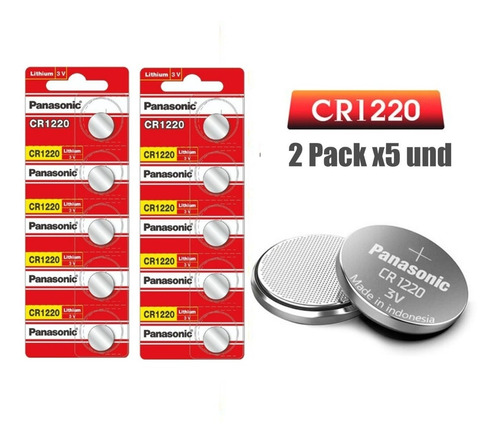 Pack 10pilas Cr1220 3v Panasonic 2 Blister X 5 Cr-1220 Litio