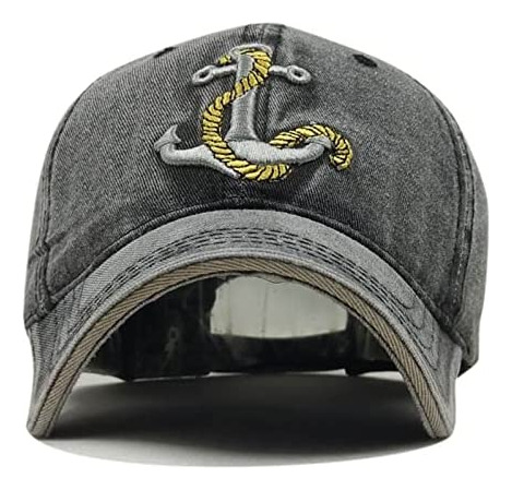 Gorra De Béisbol Con Ancla Bordada 2 Pc, Gorra Retro De Capi