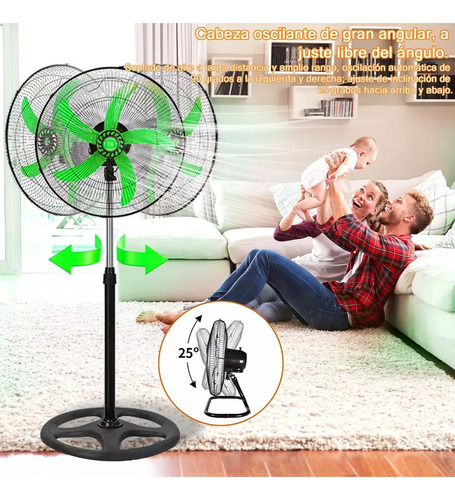 Ventilador 18 3en1 Pared Piso Pedestal Oscilante 45.72 Cm Verde
