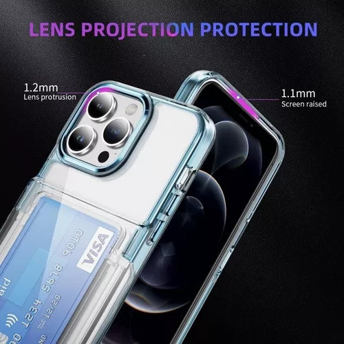 B / Funda Transparente For iPhone Con Tarjetero