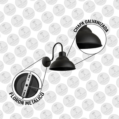 Pack X2 Lampara Aplique Pared Galponero Vintage Apto Led