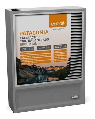 Calefactor Emegé Patagonia 9050 Tb 5000 Kcal/h - Multigas Color Gris