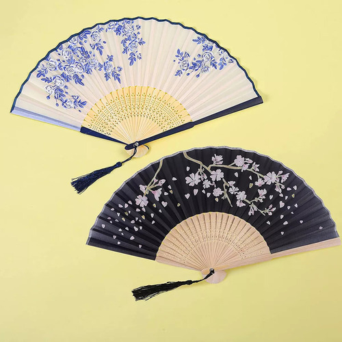 Chinos Abanicos Plegables Japoneses Vintage BambĂș Seda, 4 Un