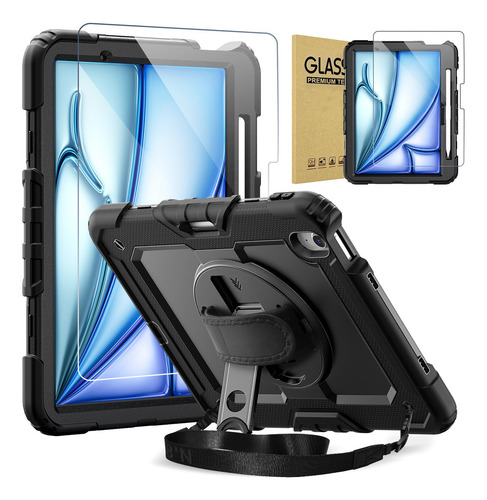 Mica+funda Para iPad Air 6ª Gen 11 Pulgadas M2 2024 Negro