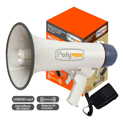 Megáfono 20w Usb Recargable Polybox - Envío Gratis