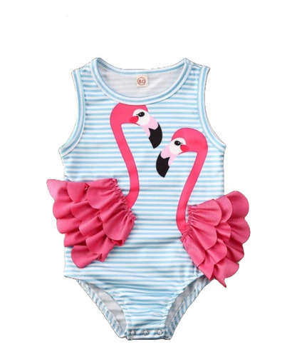 Traje De Baño Completo Niña Flamingo