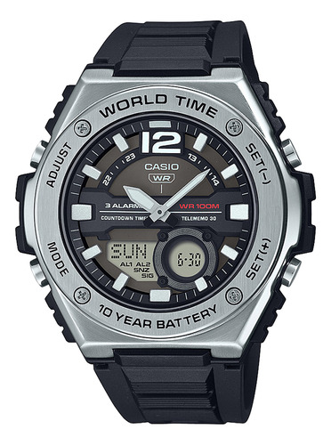 Reloj Casio Mwq-100-1a Resina/acero Hombre Negro/plateado