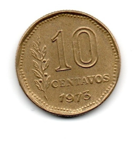 Moneda Argentina 10 Centavos 1973 Canto Grueso Cj#345.2 Rara