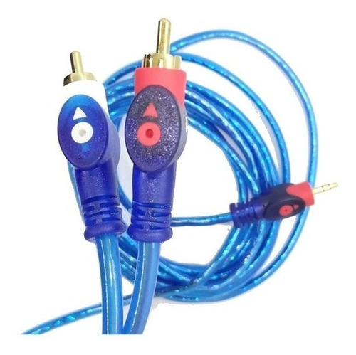 Imagen 2 de 4 de Cable De Audio Miniplug A 2 Rca 5 Metros Mallado