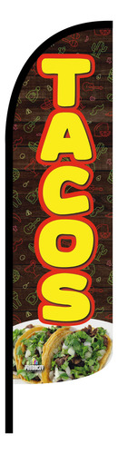 Bandera Publicitaria Tacos Roja (4x1) Completa