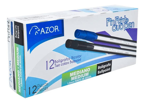 Boligrafo Azor Pin Point Duo 6870ne/az Mediano 1.00mm 12pzas