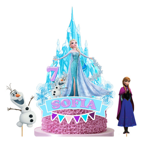 Cake Topper Kit Imprimible Adorno Torta Frozen M1