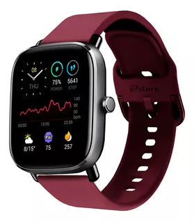 Correa Compatible Con Amazfit Gts 2 Vino Rojo Hebilla 20m