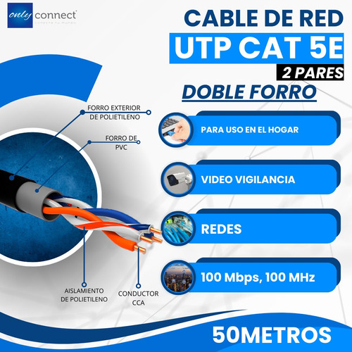 Cable Utp 50mts Cat5e Xcase 4 Hilos 2 Pares Uso Exterior