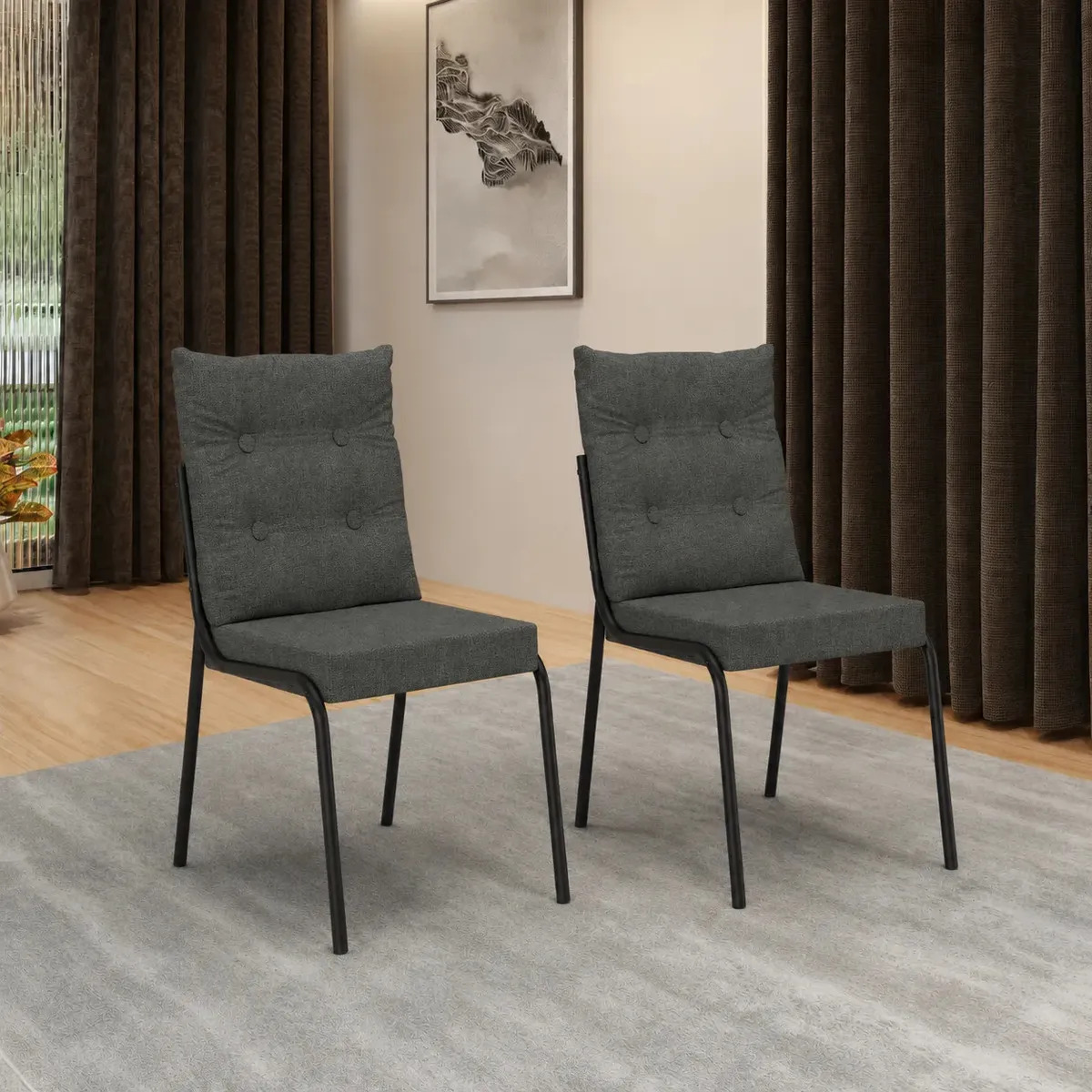 Conjunto 2 Cadeiras De Jantar Bali Carraro Preta Preto
