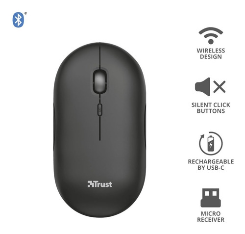 Imagen 7 de 10 de Mouse Bluetooth Recargable Inalambrico Pc Notebook Android
