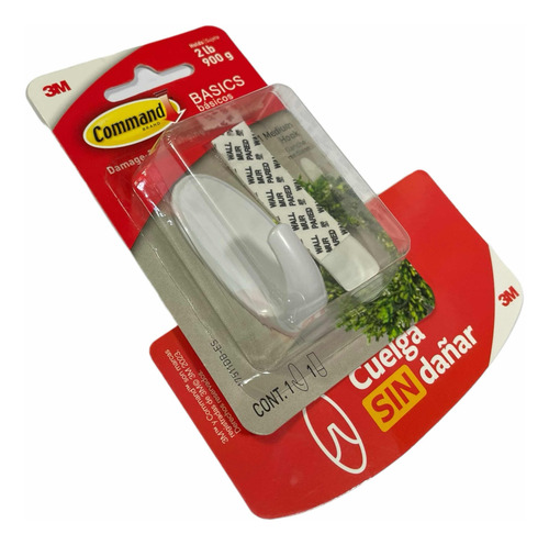 Gancho Mediano Blanco 3m Command Basics Cuelga Sin Dañar